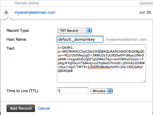 how to add dkim to a domain