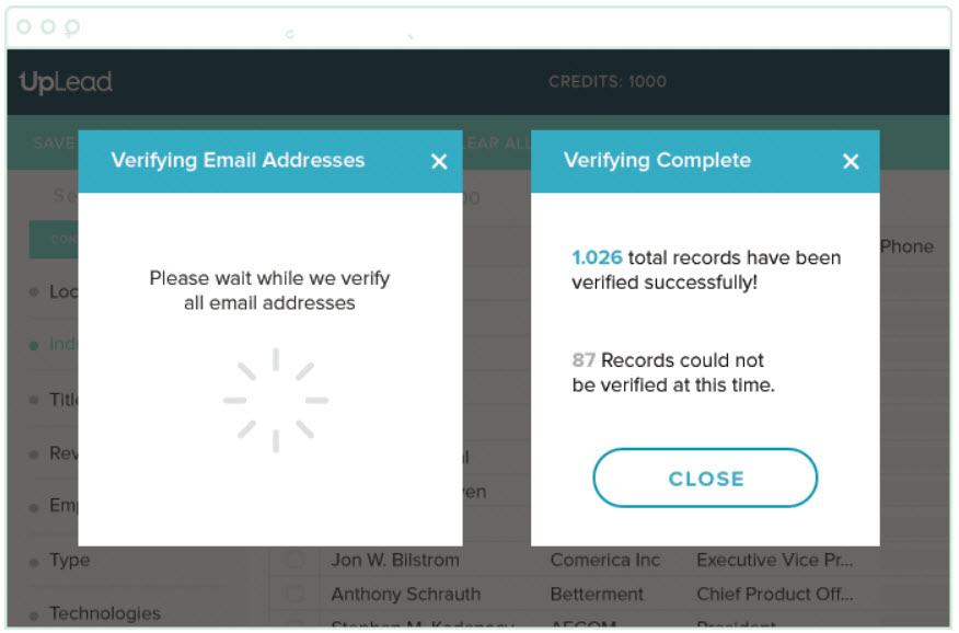 Uplead screenshot how to verify email address