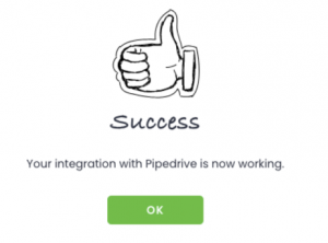 Pipedrive Woodpecker integration is now working success button