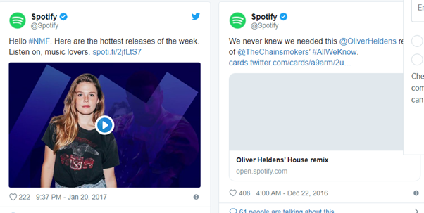 spotify's twitter account