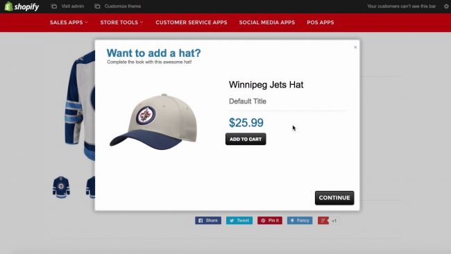 shopify upselling example