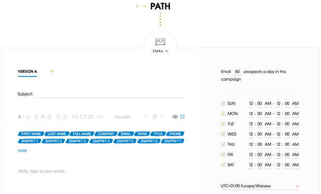 set up email sequence in Woodpecker