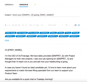 A/B testing in Woodpecker