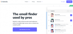 screenshot of SalesQL's website - a LinkedIn tool