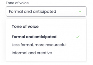 woodpecker ai tool tone of voice options