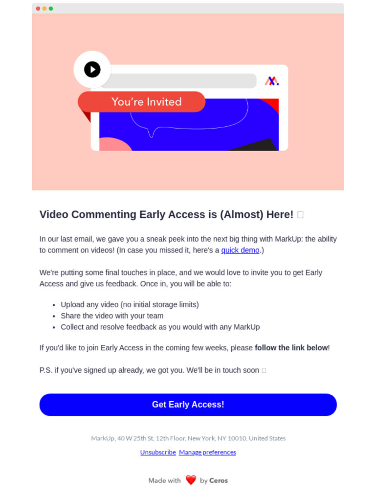 “Get early access” - CTA example