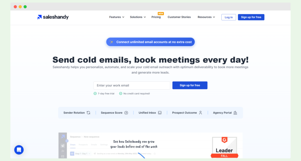 Saleshandy - one of the best cold email software used by sales teams 