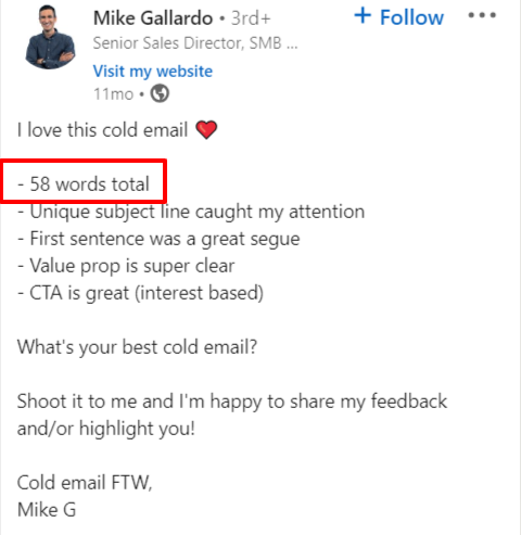 Mike Gallardo's LinkedIn post