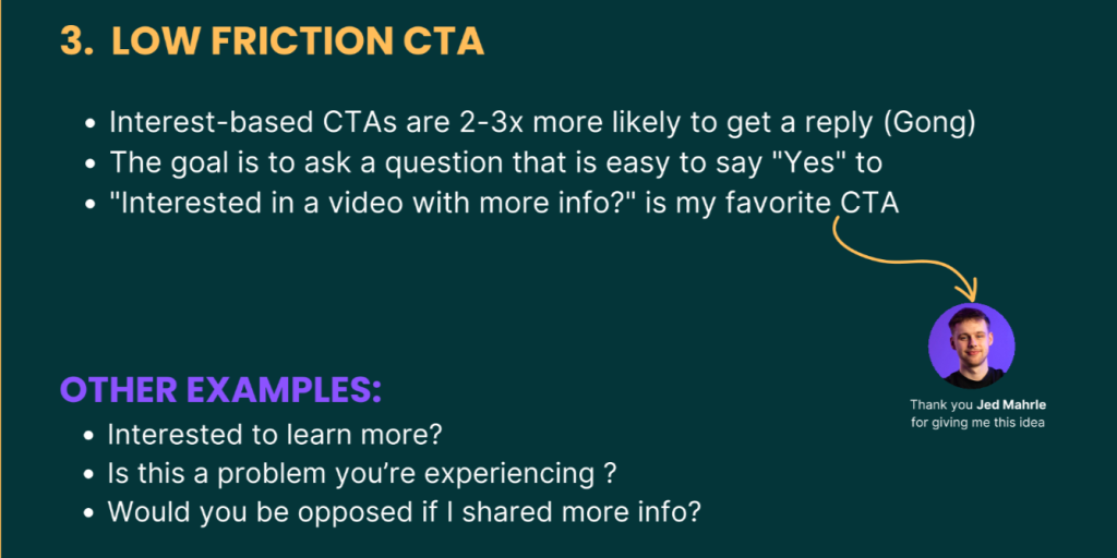 Low friction CTA explanation