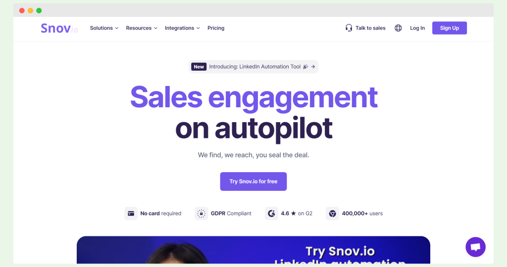 Snovio - an alternative to Salesloft