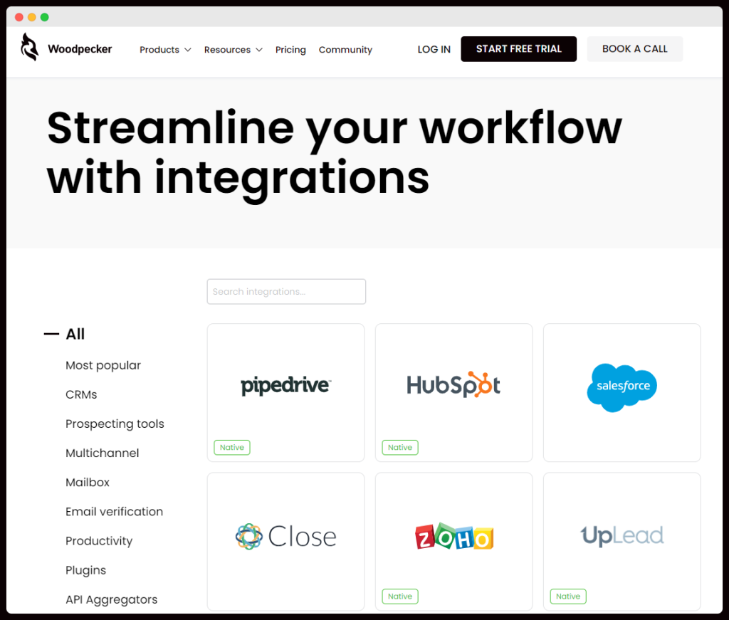 Woodpecker's integrations