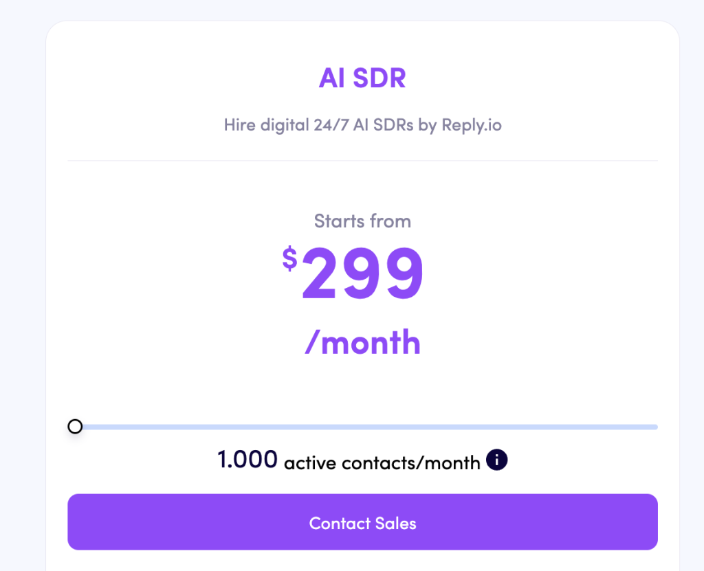 AI SDR - Reply.io pricing plan