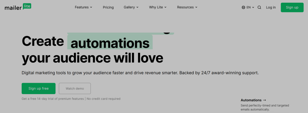 Mailerlite - email sequence software