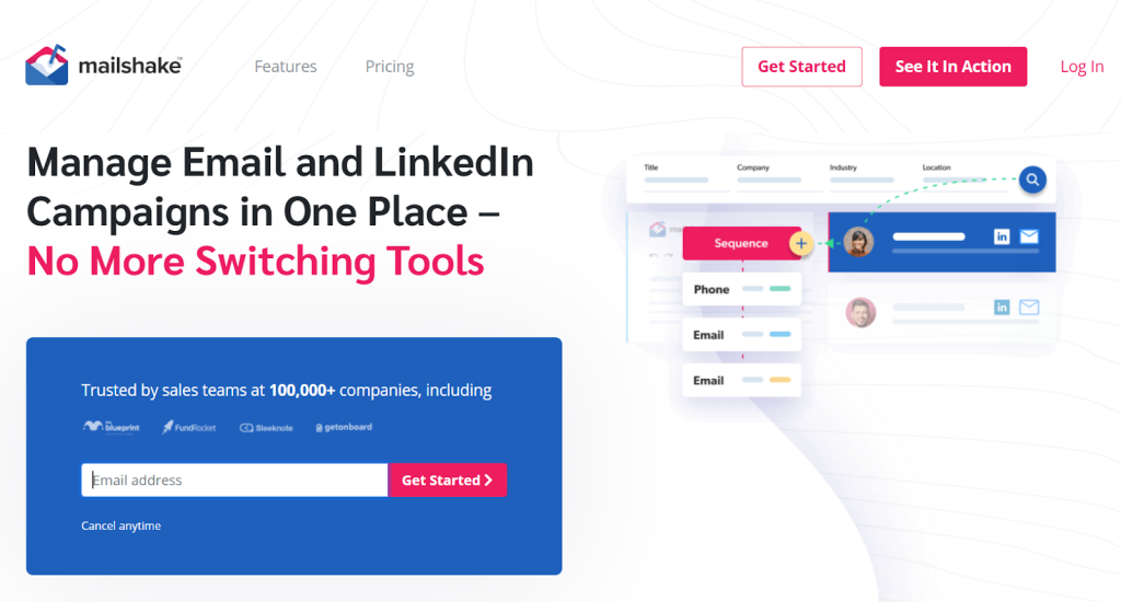 Mailshake for streamlining outbound sales - homepage