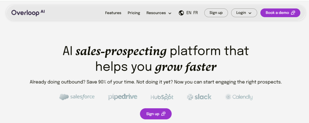 Overloop homepage with ai tools