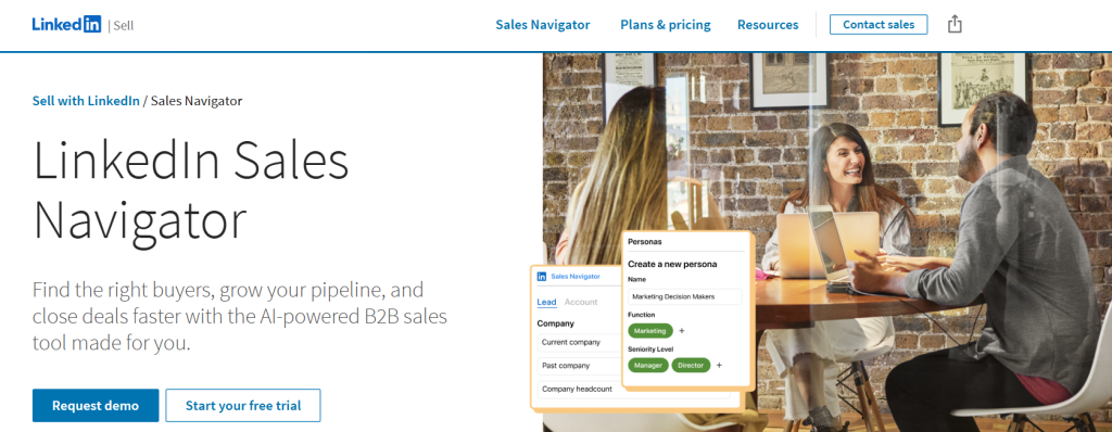 LinkedIn Sales Navigator's homepage, a tool for streamlining outbound sales process