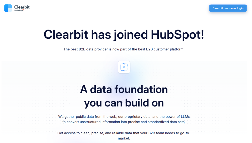 Clearbit homepage