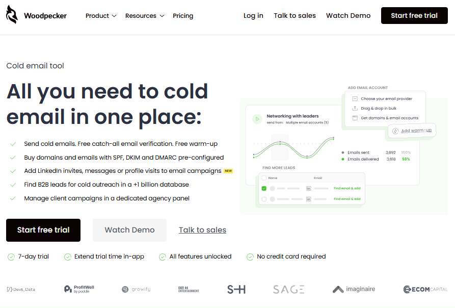 Woodpecker outreach tool homepage