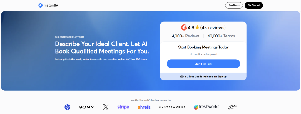 Instantly main page.
