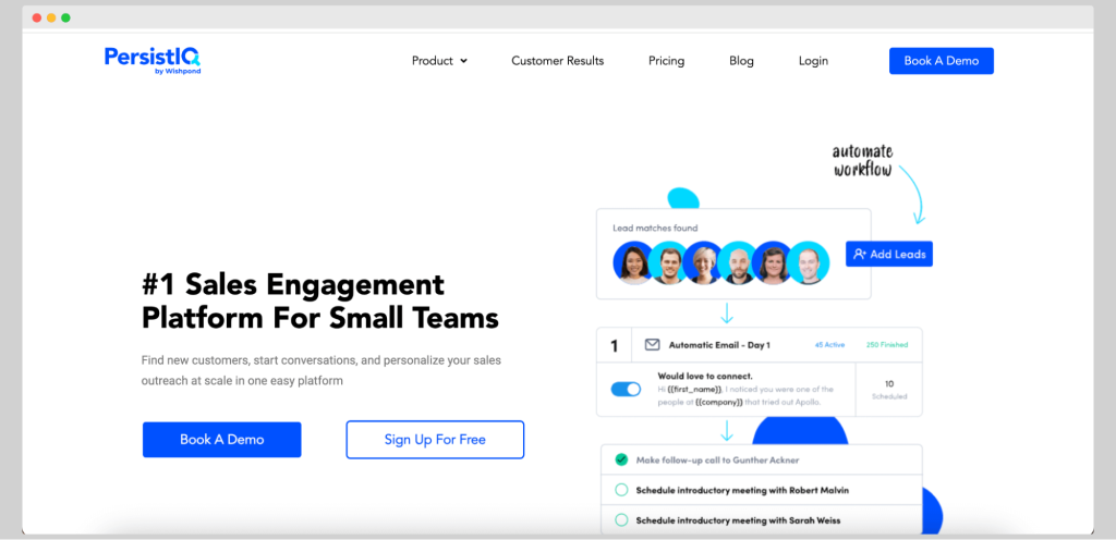 PersistIQ - a tool for a small sales team