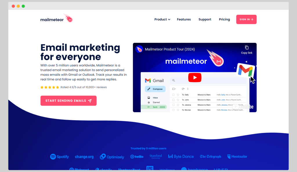 MailMeteor: homepage