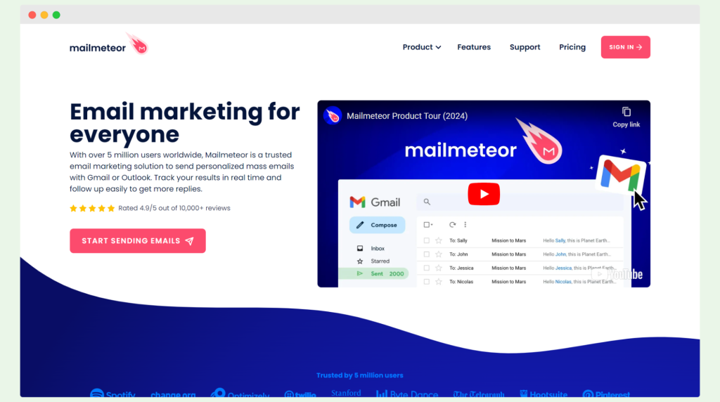 Mailmeteor's homepage