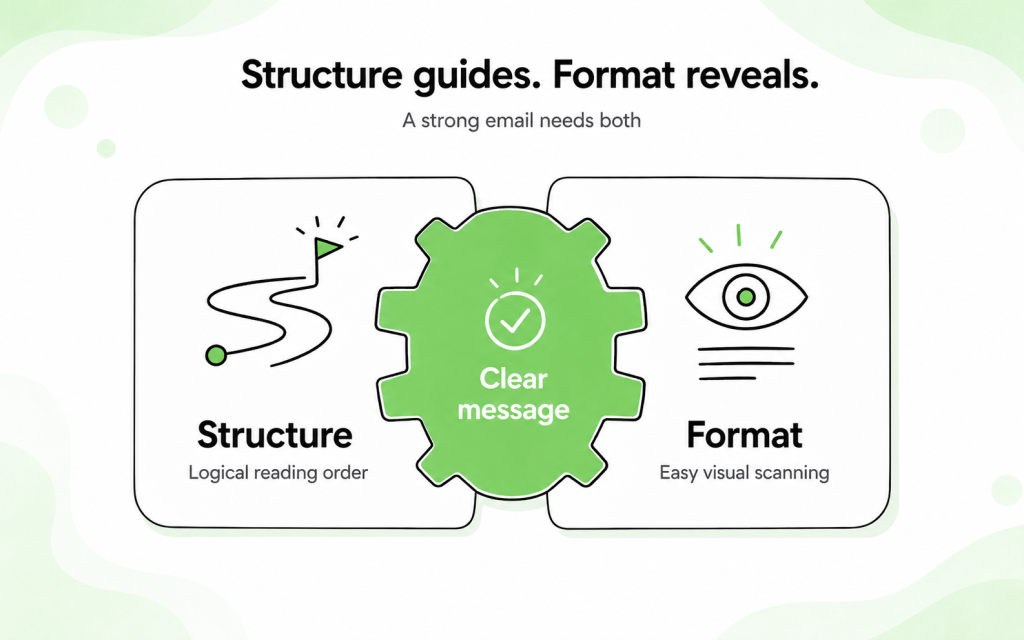 Email structure and visual formatting working together to create a clear, easy-to-scan message.