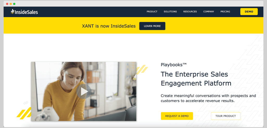 Insidesales homepage.