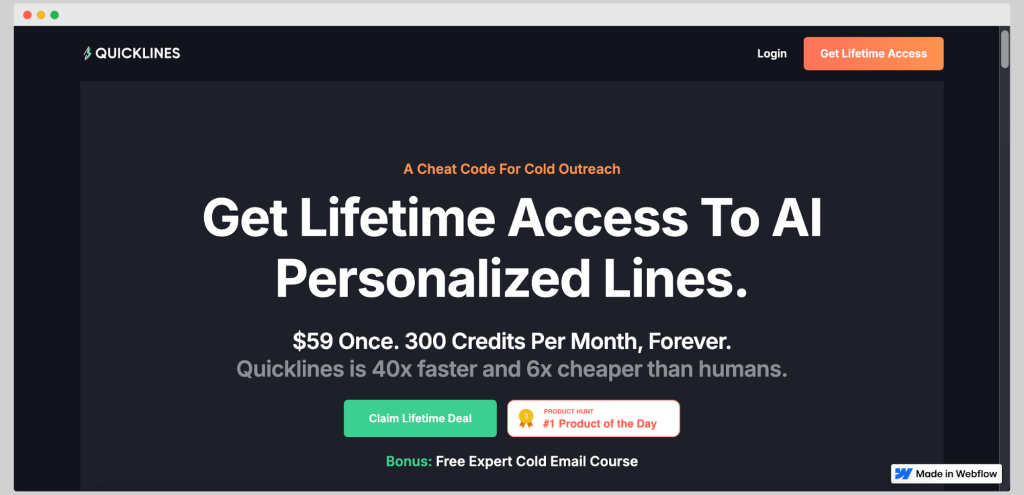 Quicklines homepage