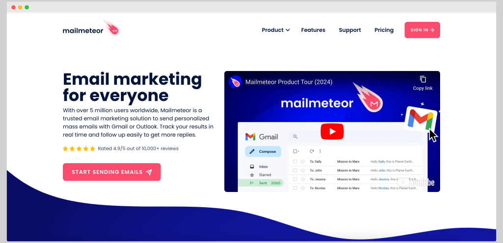 Mailmeteor homepage