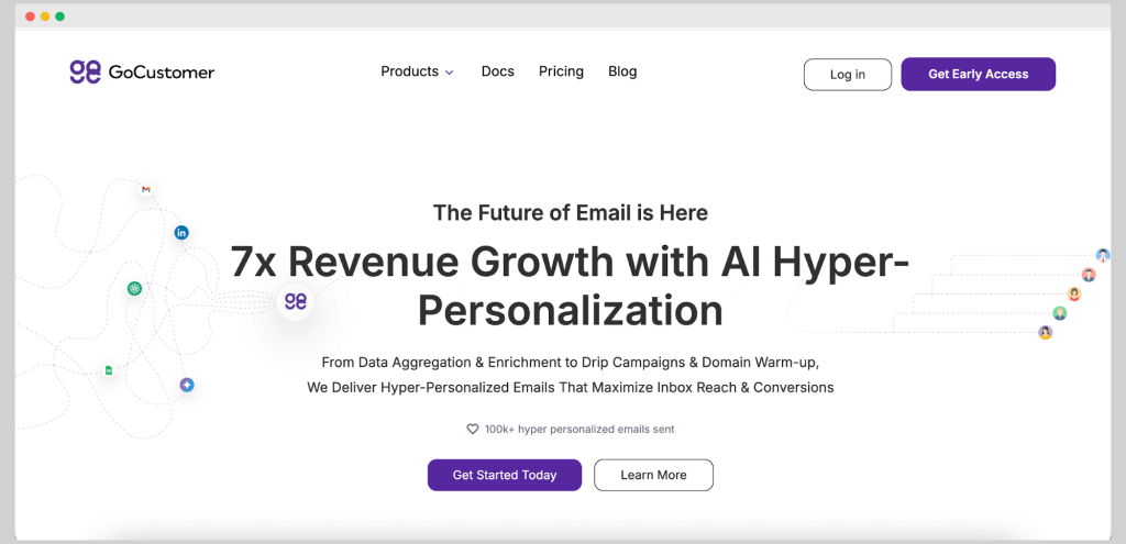 GoCustomer for cold email is an AI-based tool with hyper-personalization.