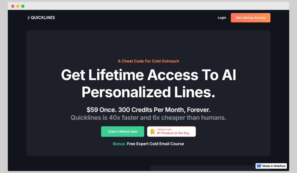 Quicklines homepage