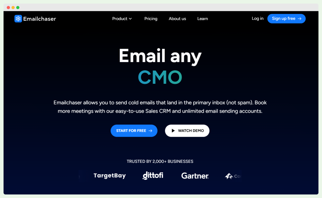 EmailChaser homepage.