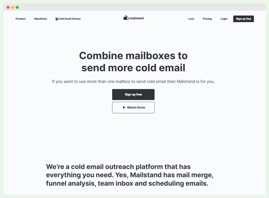 Mailstand homepage.