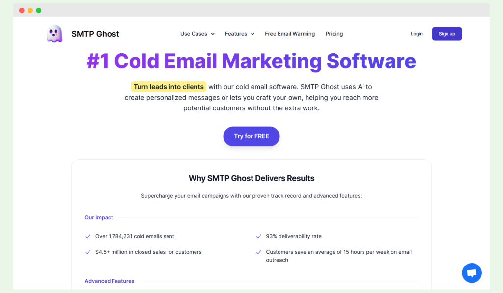 SMTP Ghost homepage