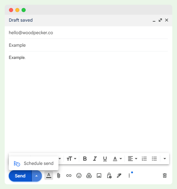 A screen showing how to schedule and email in Gmail.