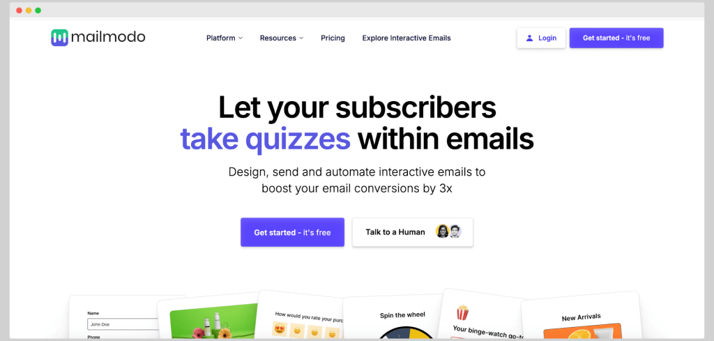 Mailmodo’s homepage