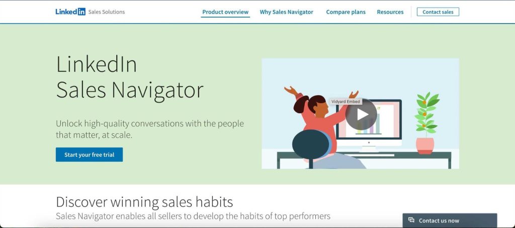 LinkedIn Sales Navigator homepage.