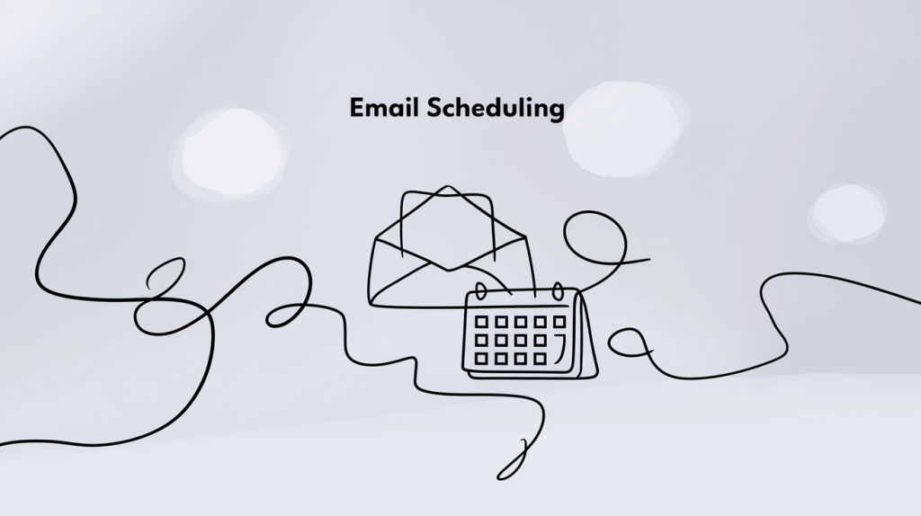 an email and calendar with the text 'Email Scheduling' on a light background.