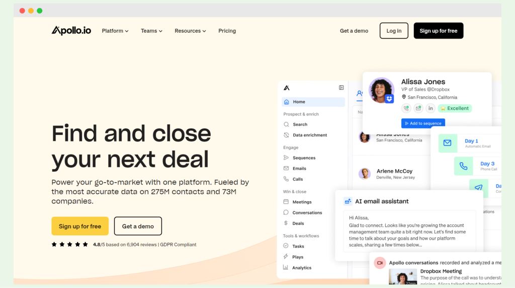 Apollo.io - homepage.