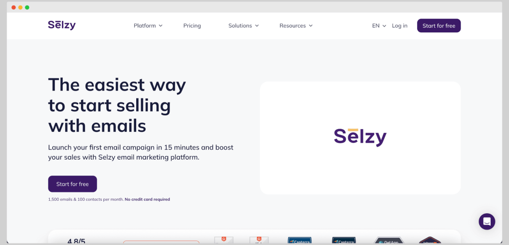 Selzy homepage.