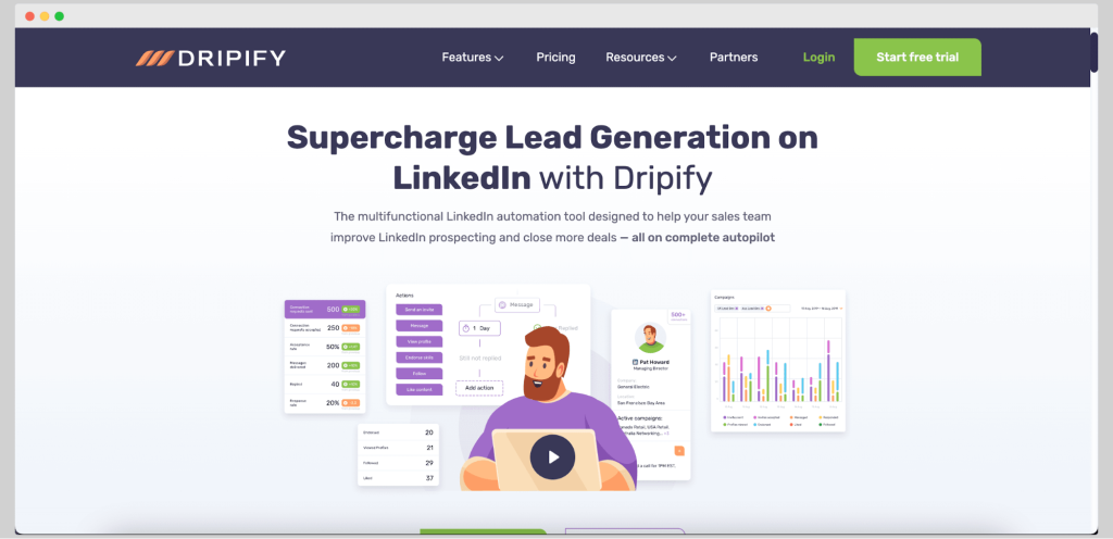 Dripify is a LinkedIn automation and prospecting tool that helps you close more sales through LinkedIn and email.