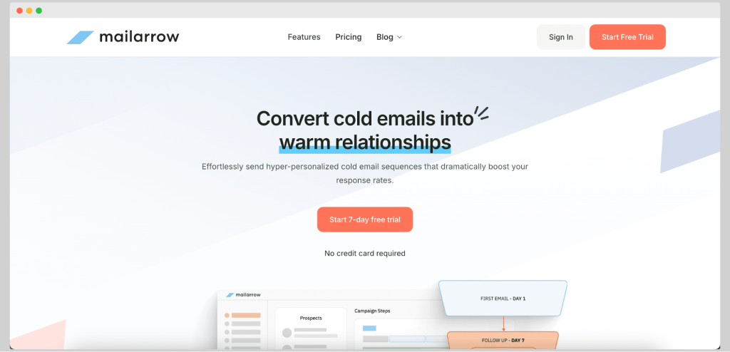 Mailarrow is a cold email outreach and email warmup tool.