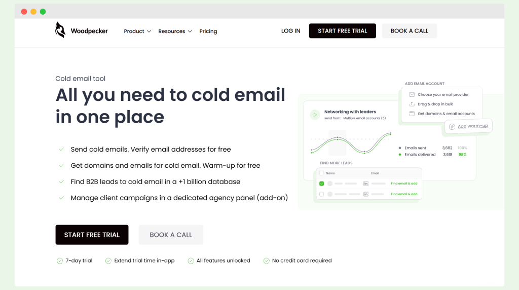 Woodpecker lets you create a personalized cold email sequence in minutes.