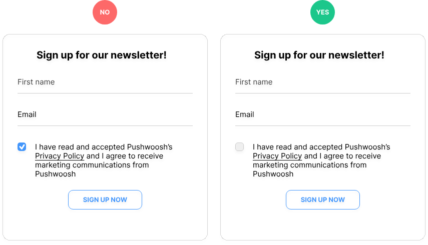 The wrong and right approach to asking for user consent in a lead generation form