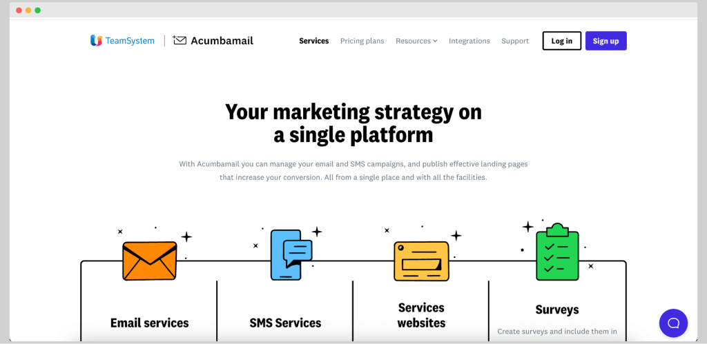 Acumbamail homepage.
