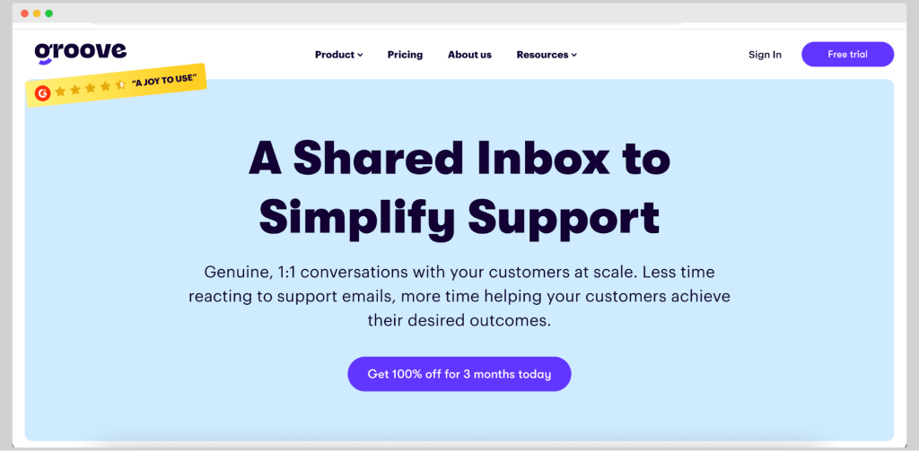 Groove HQ is a help desk tool with a variety of accompanying features, including a shared email inbox for sales and marketing teams.