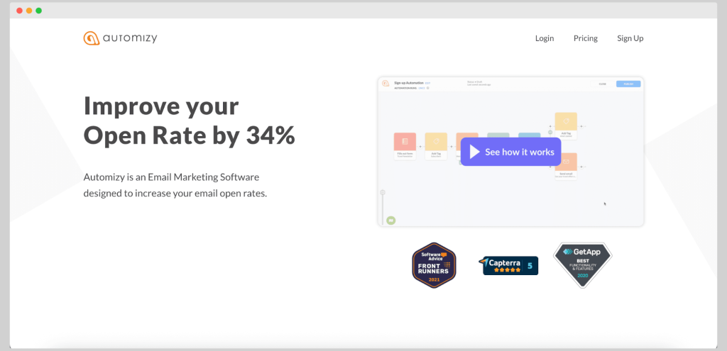 Automizy homepage.