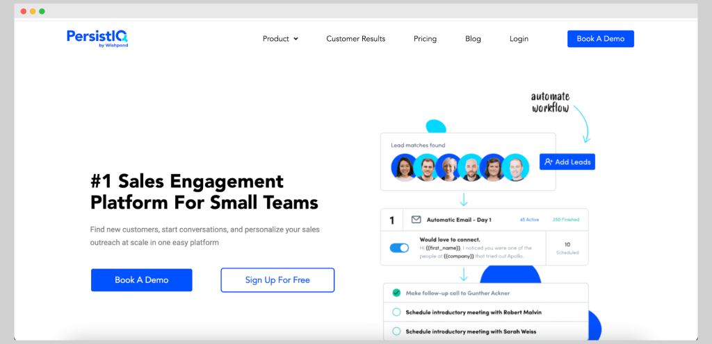 PersistIQ's homepage.