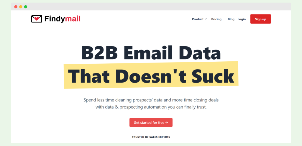 Findymail's homepage.